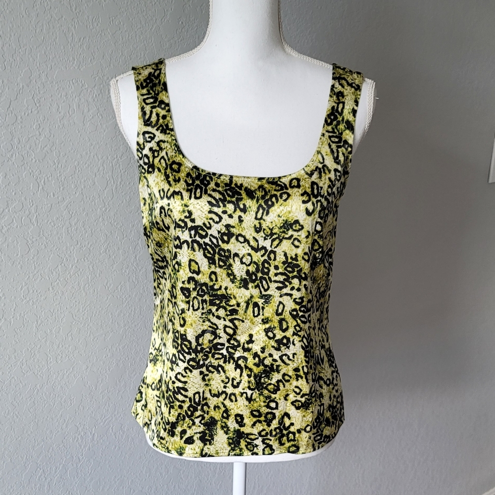 St John Knits Silk Leopard Print Shell